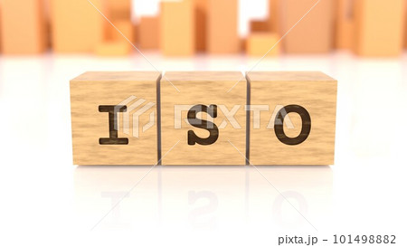 ISOの文字が印字された木製ブロック 101498882