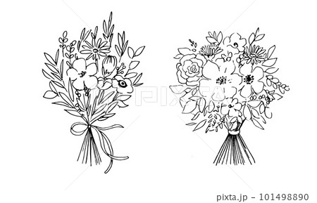 線画。線画の花束ベクターイラスト。 101498890