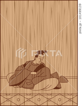 木彫り風百人一首 文屋朝康 木彫り風百人一首 文屋朝康 101499139