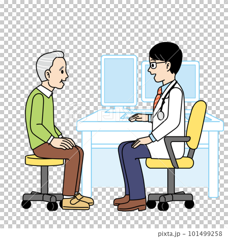 An elderly man and a doctor who consult 101499258