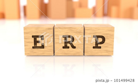 ERPの文字が印字された木製ブロック 101499428
