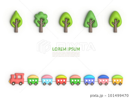 3Dの汽車と街路樹イラスト背景 3Dの汽車と街路樹イラスト背景 101499470