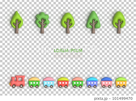 3Dの汽車と街路樹イラスト背景 3Dの汽車と街路樹イラスト背景 101499470