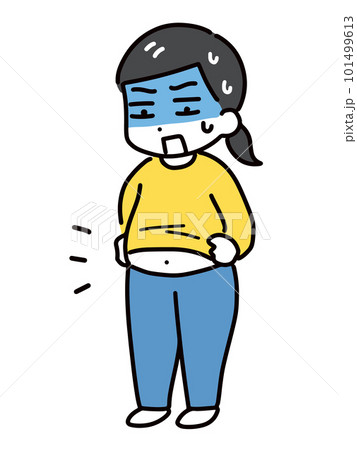 肥満体型にショックを受けている私服女性 101499613