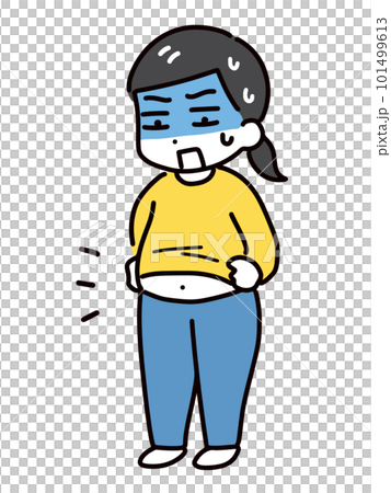 肥満体型にショックを受けている私服女性 101499613