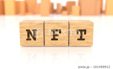 NFTの文字が印字された木製ブロック 101499912