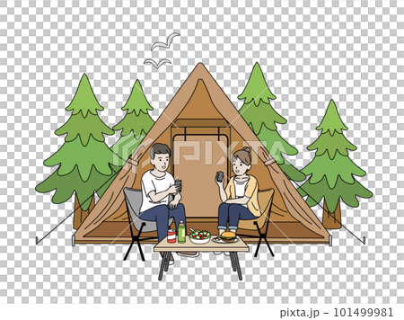 一對夫婦露營的插圖 101499981