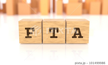 FTAの文字が印字された木製ブロック 101499986