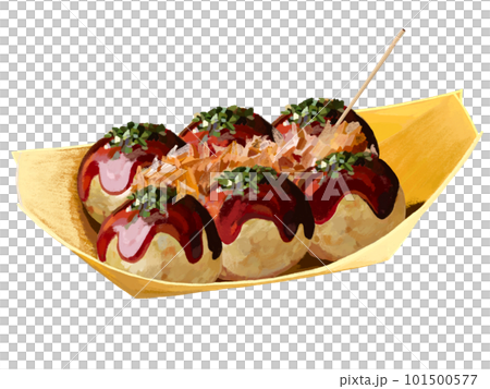 Takoyaki with sauce (boat plate, toothpick included) Takoyaki with sauce (boat plate, toothpick included) 101500577