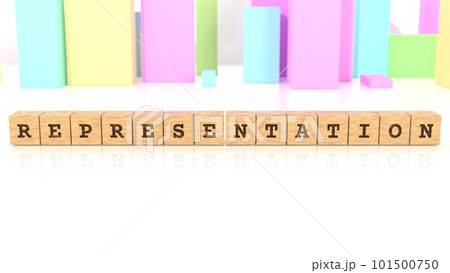 REPRESENTATIONの文字が印字された木製ブロック 101500750