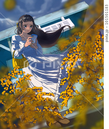 ミモザワンピース 馨り 着画イメージ
