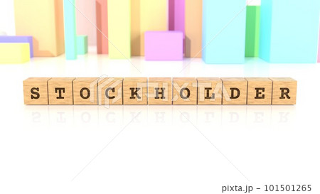 STOCKHOLDERの文字が印字された木製ブロック 101501265
