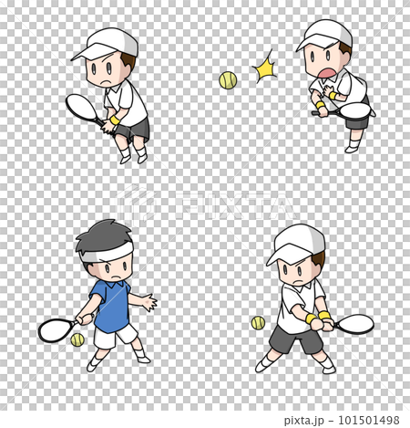 圖解 4 男子打網球的模式 101501498