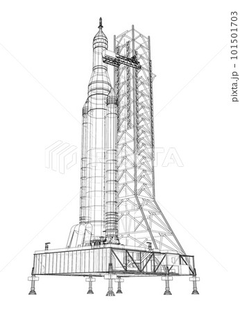 Space Rocket on launch pad Space Rocket on launch pad 101501703