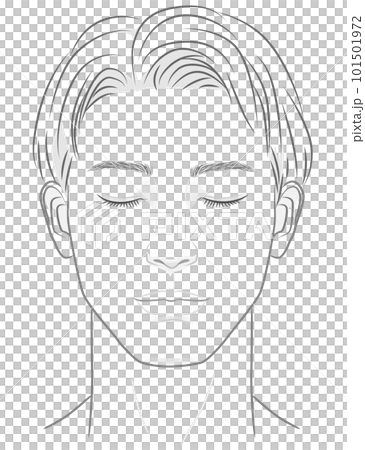 一個閉著眼睛的年輕人的線條畫插圖 一個閉著眼睛的年輕人的線條畫插圖 101501972