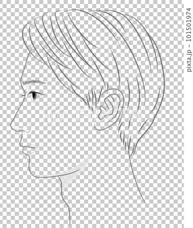 一個年輕人的輪廓線圖插圖 101501974