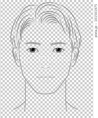 一個年輕人的臉的線條畫插圖 一個年輕人的臉的線條畫插圖 101501975