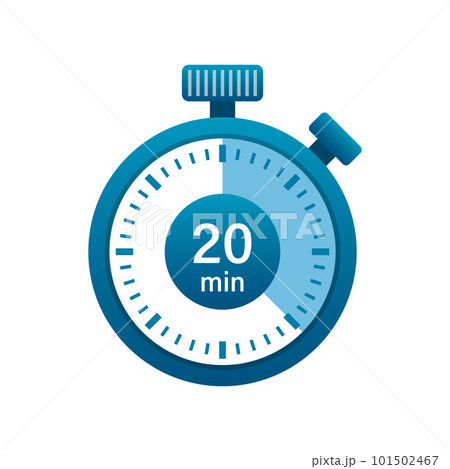 Stopwatch 20 minutes icon illustration in flat style. Timer vector illustration on isolated background. Time alarm sign business concept. Stopwatch 20 minutes icon illustration in flat style. Timer vector illustration on isolated background. Time alarm sign business concept. 101502467