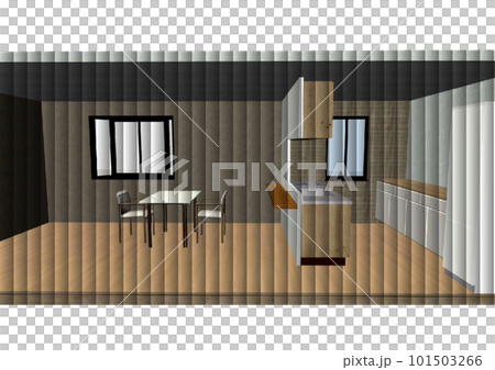 Image perspective of the living dining kitchen through the brand 101503266