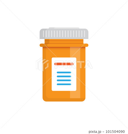 Pill bottle icon in flat style. Medical capsules vector illustration on white isolated background. Pharmacy sign business concept. 101504090