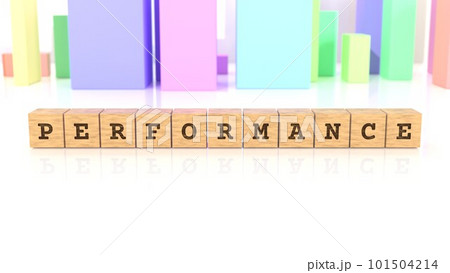 PERFORMANCEの文字が印字された木製ブロック 101504214