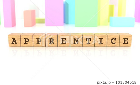APPRENTICEの文字が印字された木製ブロック 101504619