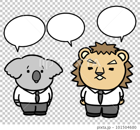 考拉和獅子上班族交談 考拉和獅子上班族交談 101504680