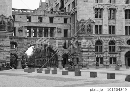 Black-white view of New City Hall in Leipzig, Germany shot Black-white view of New City Hall in Leipzig, Germany shot 101504849