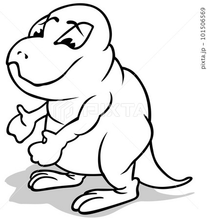 Drawing of a Funny Dinosaur with a Fat Belly 101506569