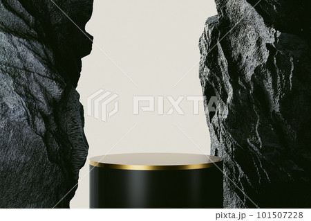 3d presentation pedestal between two rocks 3d presentation pedestal between two rocks 101507228