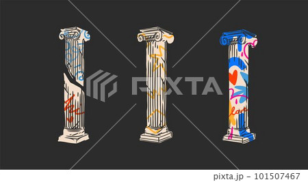 Hand drawn vector abstract outline,graphic,contemporary greek ancient sculpture statue column line modern drawing.Antique classic architecture statue in trendy graffity style,outline design concept, Hand drawn vector abstract outline,graphic,contemporary greek ancient sculpture statue column line modern drawing.Antique classic architecture statue in trendy graffity style,outline design concept, 101507467