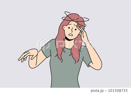 Unhealthy woman feeling dizzy  101508735
