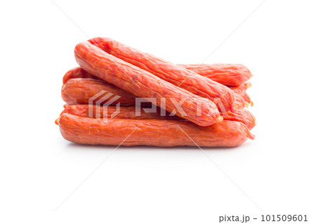 Tasty sausages. Frankfurters isolated on white background. 101509601