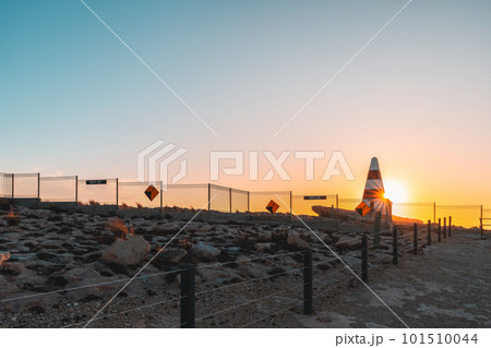 Spectacular view of the iconic Robe obelisk at sunset viewed towards the ocean, South Australia 101510044