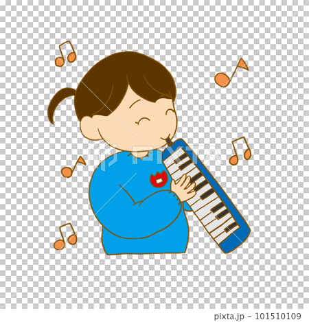 站著彈鍵盤口琴的女孩 101510109