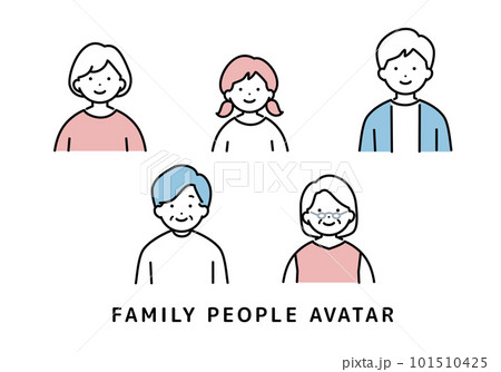 様々な世代の家族のアイコンセット　上半身　その2 101510425