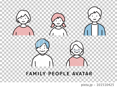 様々な世代の家族のアイコンセット　上半身　その2 101510425