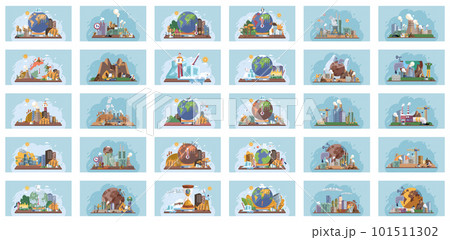 Climate change with weather global greenhouse warming risks. Toxic waste from human set 101511302