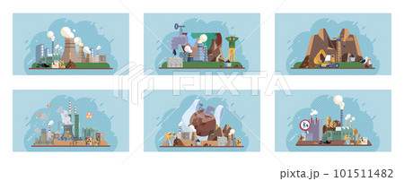 World Environment Day. Planet Earth in smoke, plastic, garbage. Global warming. Greenhouse effect of CO2 101511482