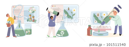 Natural herbal medication researches in laboratory make drugs of medical plants and ingredients Natural herbal medication researches in laboratory make drugs of medical plants and ingredients 101511540