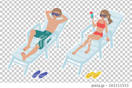 Men and women relaxing at the resort 101511553