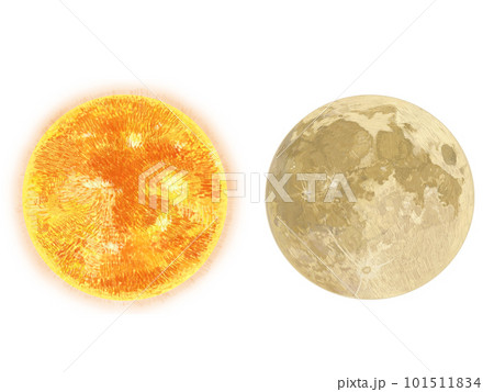 太陽と月セット_白バック 101511834