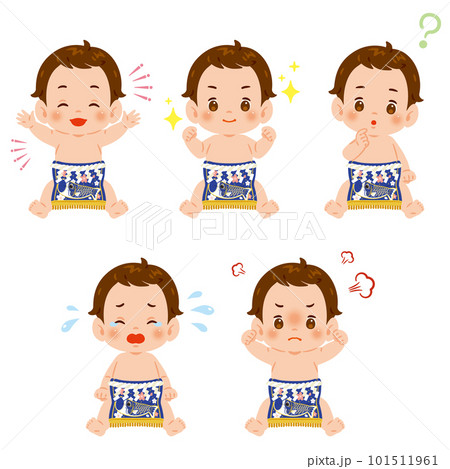 化粧まわしの赤ちゃん　男の子　表情　セット 101511961