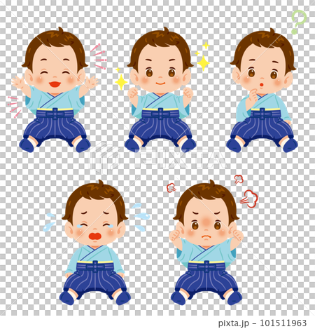 Baby boy in hakama facial expression set 101511963