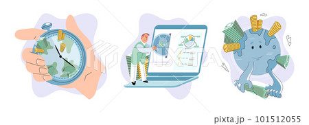 International investment company, money fly around world. Global economy financial system concept 101512055