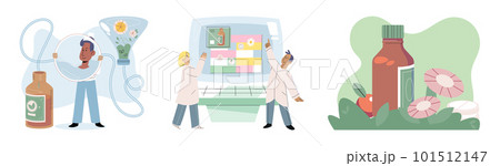 Herbal oils natural medicines. Scientist or doctor making alternative medicine herb 101512147