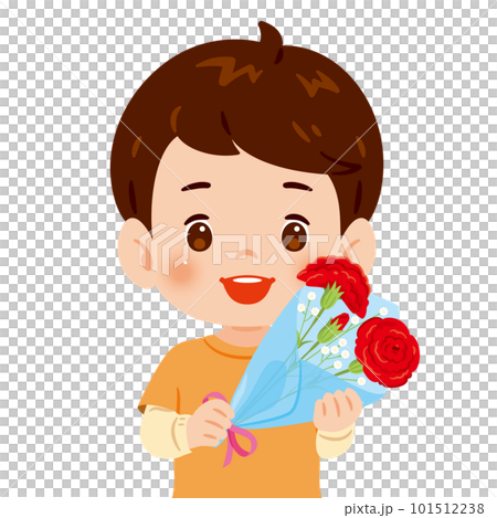 Boy with a bouquet of red carnations Boy with a bouquet of red carnations 101512238