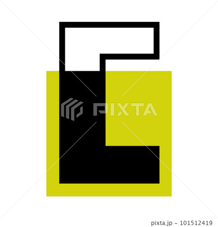 Alphabet Letter C with Yellow Square Shape as Geometric Font Vector Illustration 101512419