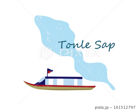 トンレサップ湖と水上ボート 101512797