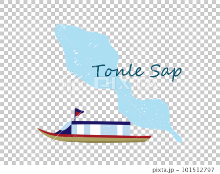 トンレサップ湖と水上ボート 101512797